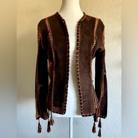 Vintage Jackets & Blazers - Suede crochet jacket